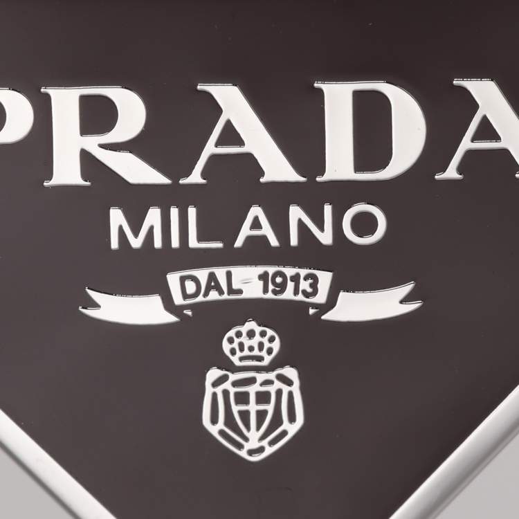 Pre Owned Prada Burgundy Triangle Logo Key Chain