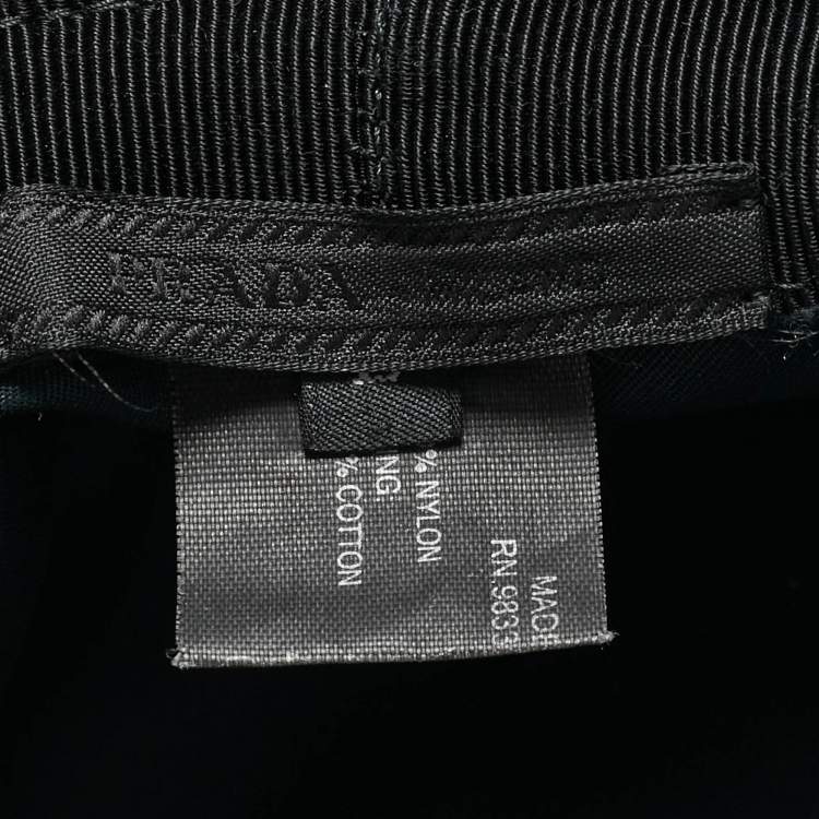 Pre Owned Prada Black Logo Applique Re-Nylon Bucket Hat L