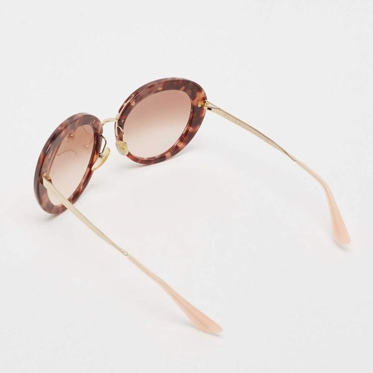 Pre Owned Prada Brown/Peach Gradient SPR16Q Oval Sunglasses
