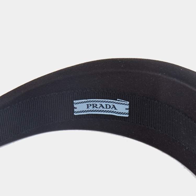 Pre Owned Prada Black Satin Wide Headband 