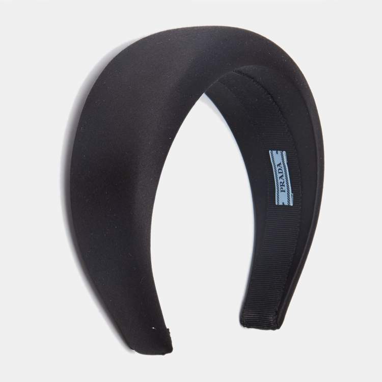 Pre Owned Prada Black Satin Wide Headband 