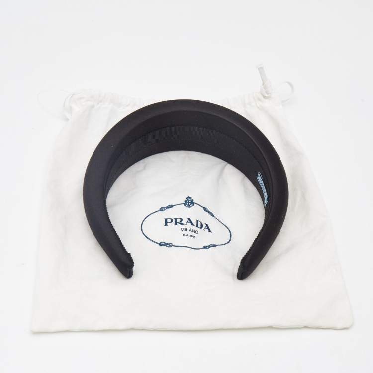 Pre Owned Prada Black Satin Wide Headband 