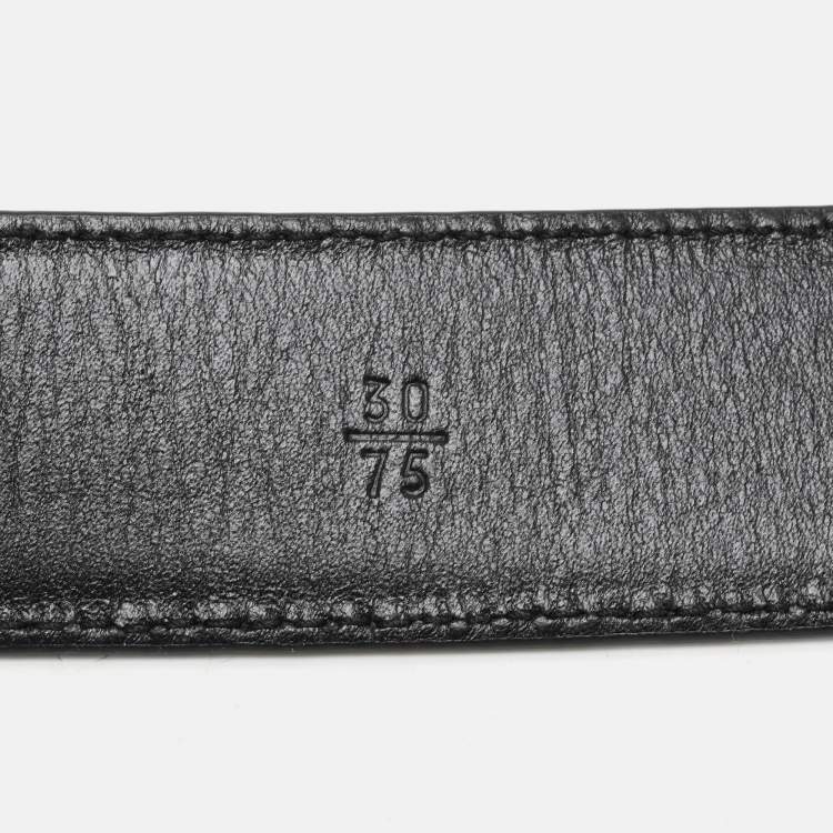 Pre Owned Prada Black Saffiano Leather Logo Buckle Belt 75CM
