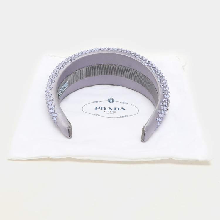 Pre Owned Prada Blue/Purple Crystal Embellished Satin Headband