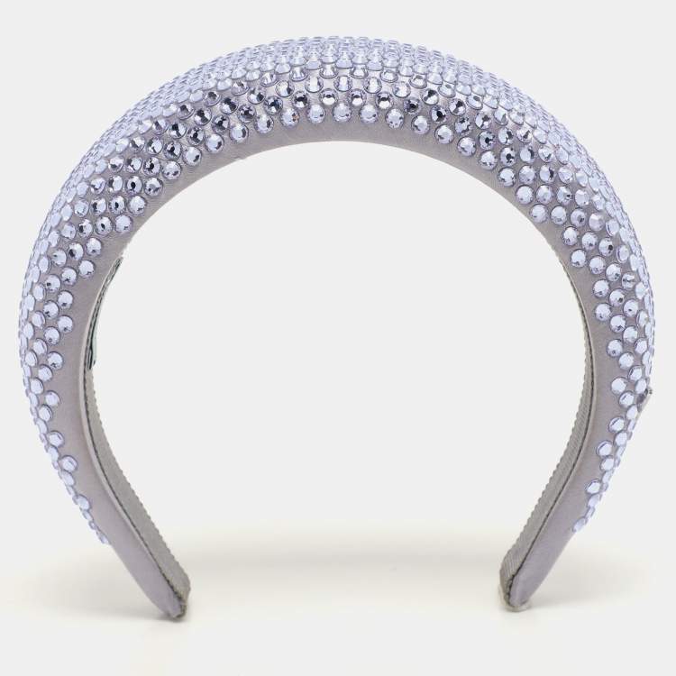 Pre Owned Prada Blue/Purple Crystal Embellished Satin Headband