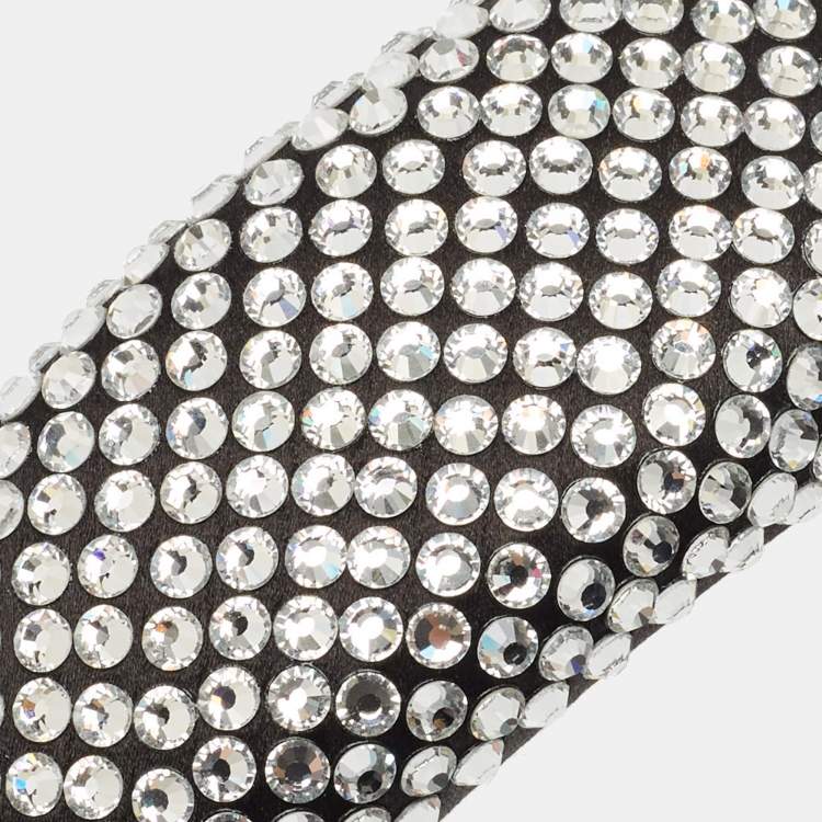 Pre Owned Prada Black Crystal Embellished Satin Headband