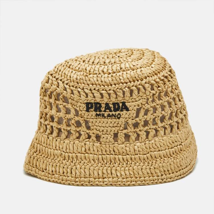 Pre Owned Prada Beige Crochet Bucket Hat M