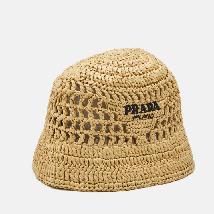 Pre Owned Prada Beige Crochet Bucket Hat M