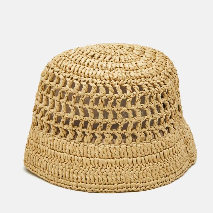 Pre Owned Prada Beige Crochet Bucket Hat M