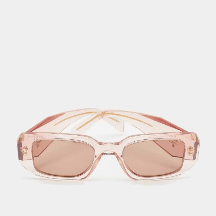 Pre Owned Prada Peach SPR17W Symbole Rectangle Sunglasses
