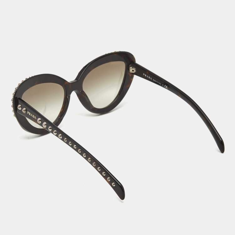 Pre Owned Prada Black Gradient SPR31Q Studded Ornate Cat Eye Sunglasses