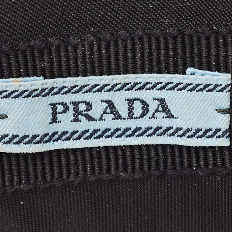 Pre Owned Prada Black Satin Triangle Logo Wide Headband 