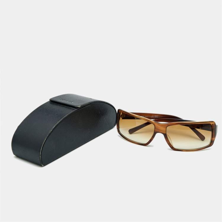 Pre Owned Prada Brown Gradient SPR24G Rectangle Sunglasses
