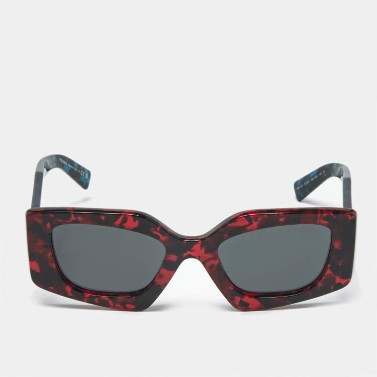 Pre Owned Prada Red/Black SPR 15Y Frame Cat Eye Sunglasses