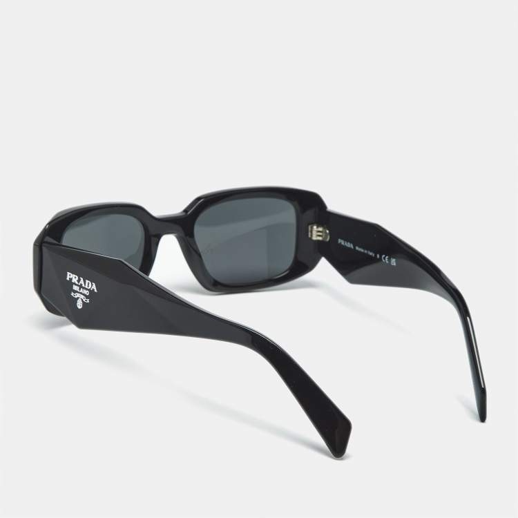 Pre Owned Prada Black SPR 17W Symbole Square Sunglasses