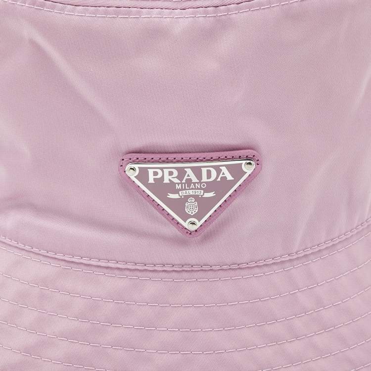 Pre Owned Prada Pink Nylon Triangle Logo Plaque Bucket Hat M