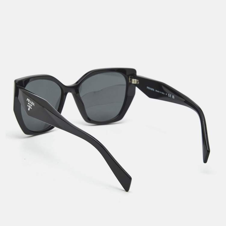 Pre Owned Prada Black SPR 19Z Symbole Cat Eye Sunglasses