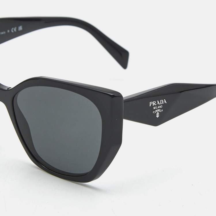 Pre Owned Prada Black SPR 19Z Symbole Cat Eye Sunglasses