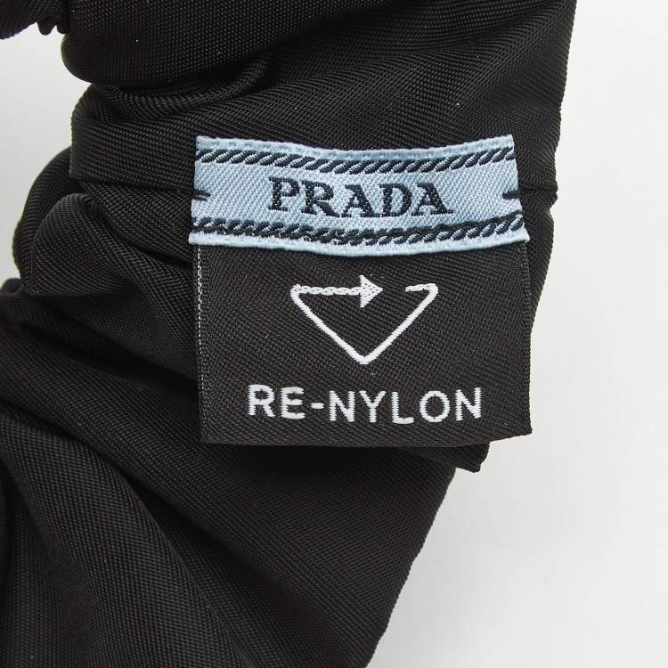 Pre Owned Prada Black Nylon Logo Plaque  Hair Scrunchie