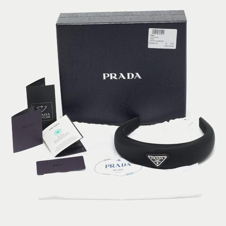 Pre Owned Prada Black Re-Nylon Wide Headband 