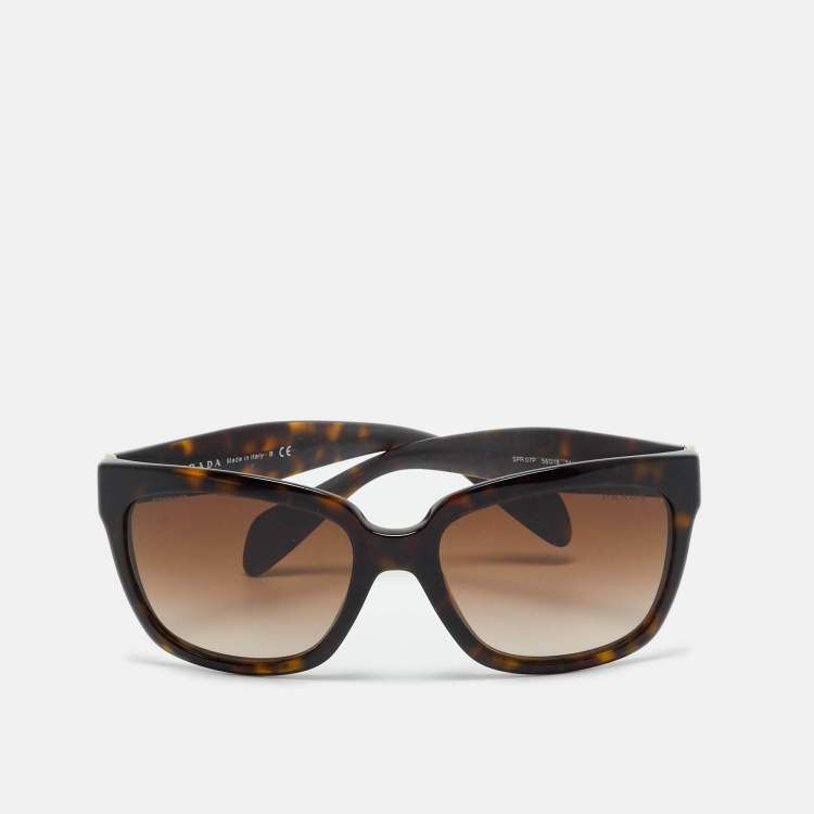 Pre Owned Prada Tortoise Brown Gradient SPR 07P Square Sunglasses