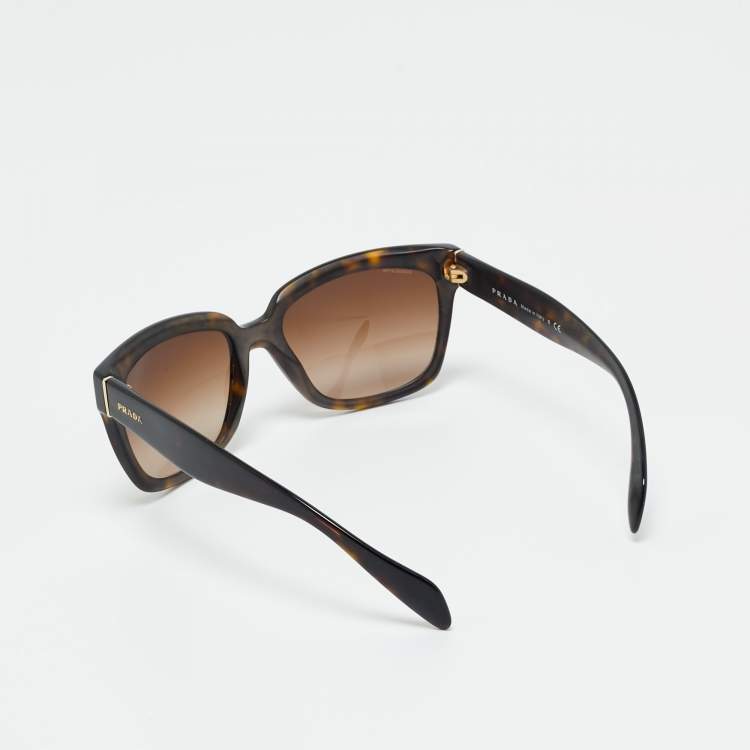 Pre Owned Prada Tortoise Brown Gradient SPR 07P Square Sunglasses