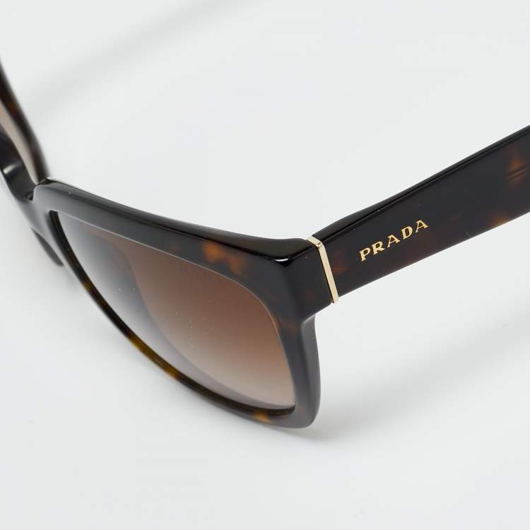 Pre Owned Prada Tortoise Brown Gradient SPR 07P Square Sunglasses