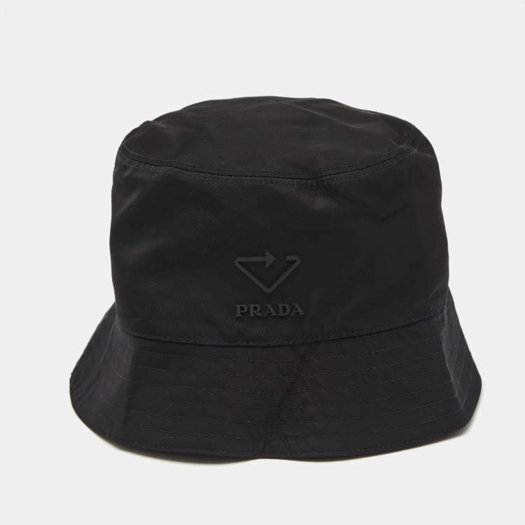 Pre Owned Prada Black Re-Nylon Bucket Hat S