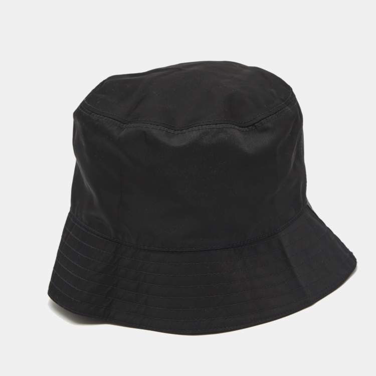 Pre Owned Prada Black Re-Nylon Bucket Hat S