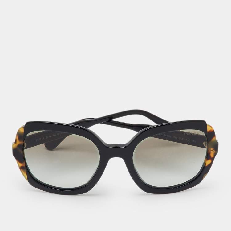Pre Owned Prada Black/Brown Gradient SPR16U Square Sunglasses