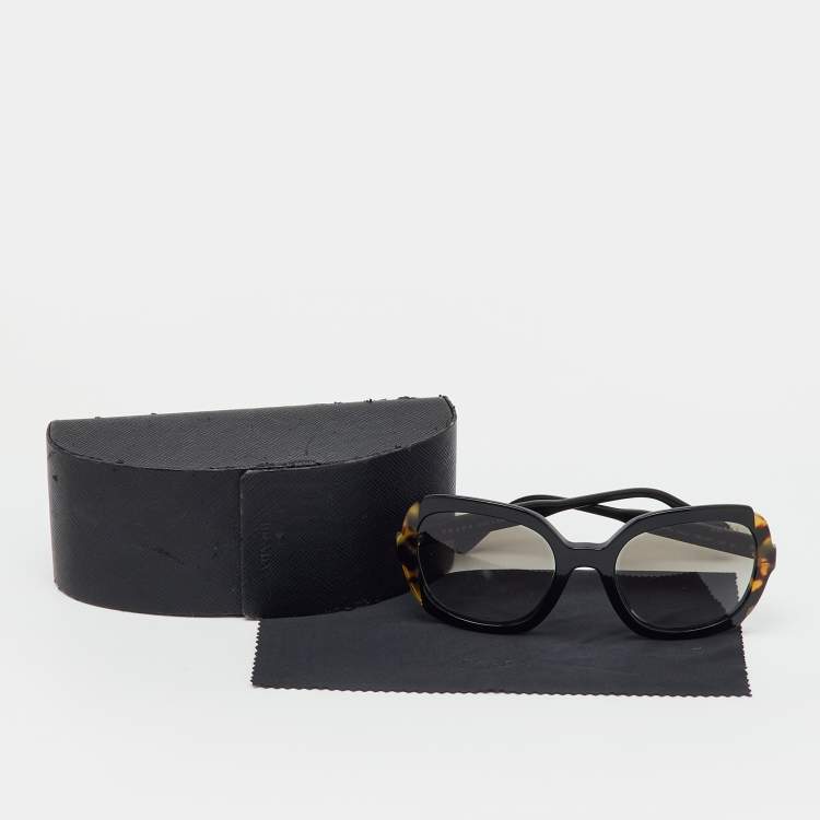 Pre Owned Prada Black/Brown Gradient SPR16U Square Sunglasses