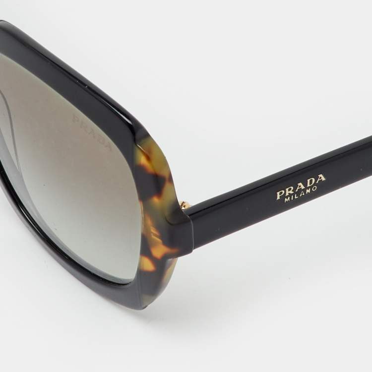 Pre Owned Prada Black/Brown Gradient SPR16U Square Sunglasses