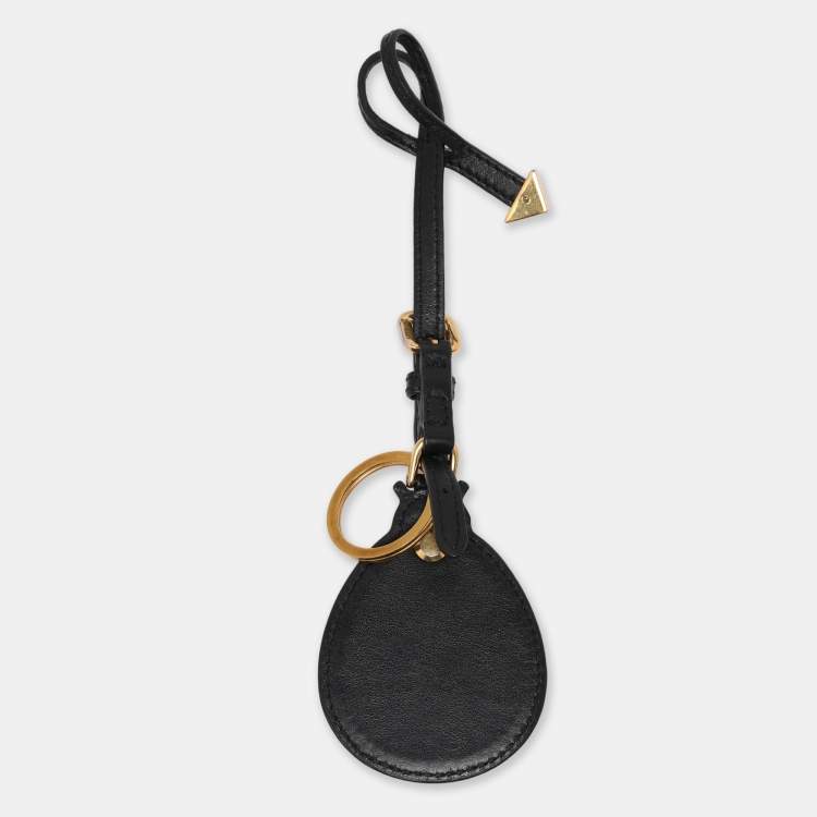Pre Owned Prada Red/Black Leather and Croc Embossed Ladybug Mirror Bag Charm