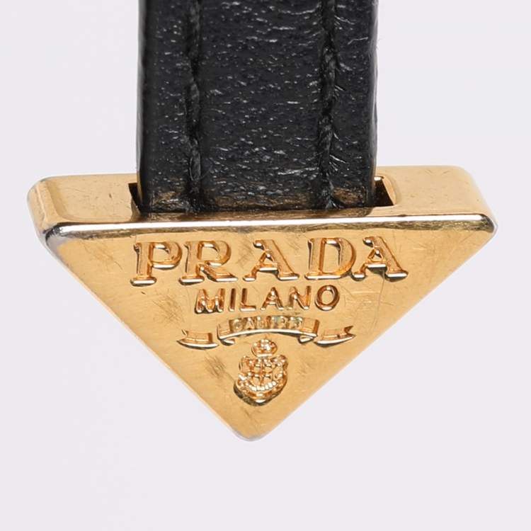 Pre Owned Prada Red/Black Leather and Croc Embossed Ladybug Mirror Bag Charm