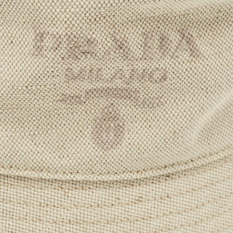 Pre Owned Prada Beige Linen Blend Bucket Hat M