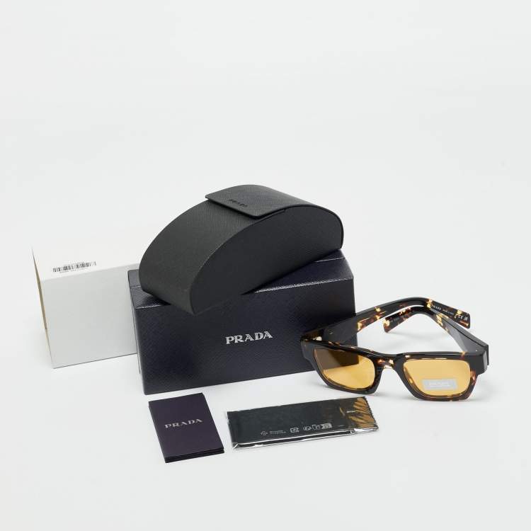 Pre Owned Prada Tortoise Brown SPR A06 Square Sunglasses