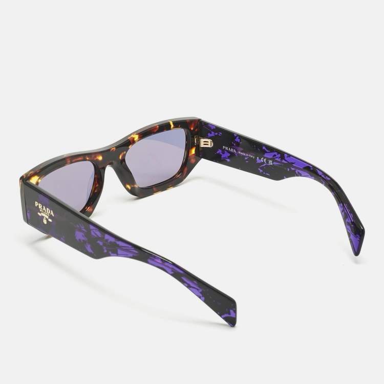 Pre Owned Prada Tortoise Brown/Purple SPR A01 Rectangle Sunglasses