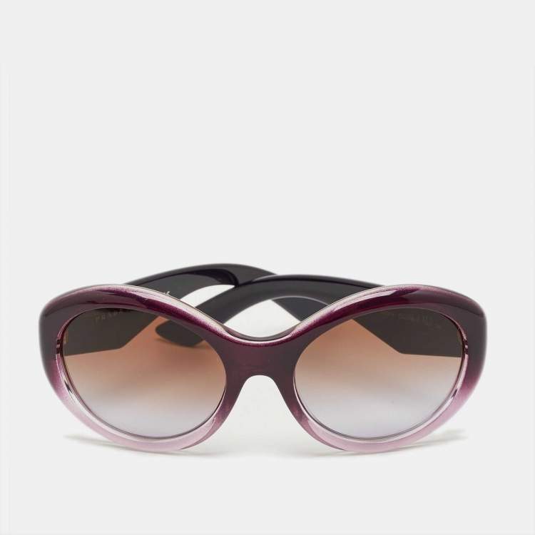 Pre Owned Prada Purple Gradient SPR30P Frame Round Sunglasses