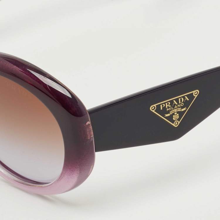 Pre Owned Prada Purple Gradient SPR30P Frame Round Sunglasses