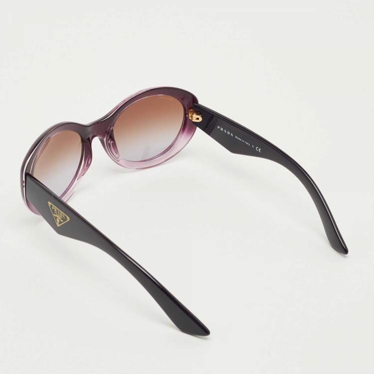 Pre Owned Prada Purple Gradient SPR30P Frame Round Sunglasses