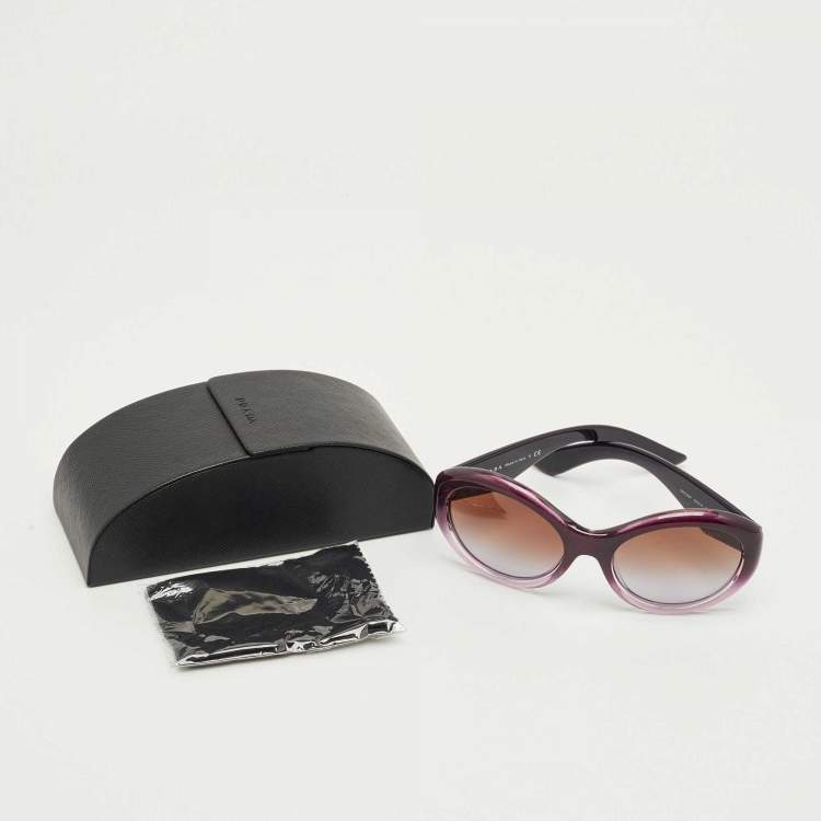 Pre Owned Prada Purple Gradient SPR30P Frame Round Sunglasses