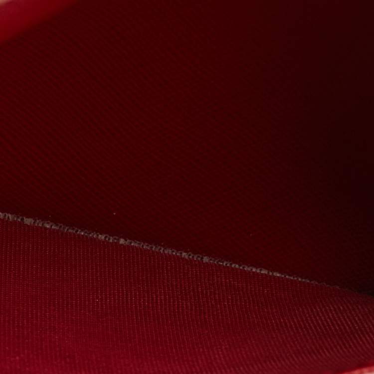Pre Owned Prada Red Saffiano Metal Leather Logo Passport Holder