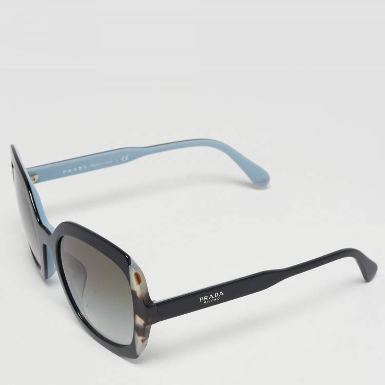 Pre Owned Prada Black/Blue Gradient SPR 16U F Square Sunglasses