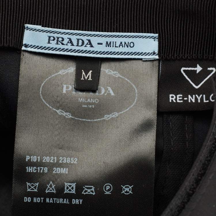 Pre Owned Prada Black Logo Embroidered Re-Nylon Baseball Cap M