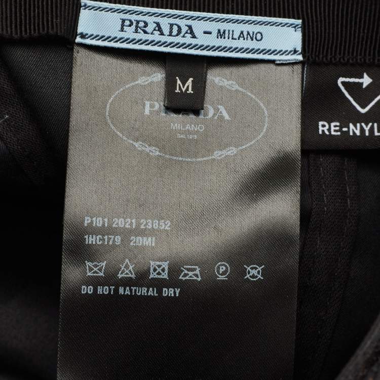 Pre Owned Prada Black Logo Embroidered Re-Nylon Baseball Cap M