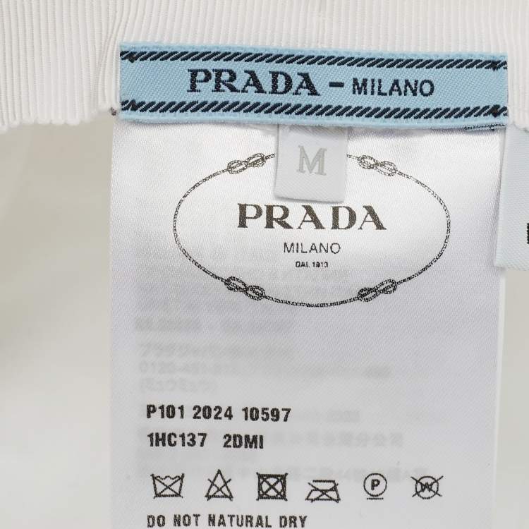 Pre Owned قبعة برادا بيضاء بلاك شعار مقاس متوسط - ميديوم