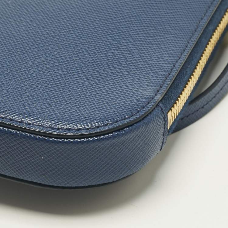 Pre Owned Prada Navy Blue Saffiano Lux Leather Phone Crossbody Bag