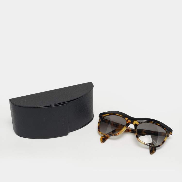 Pre Owned Prada Tortoise Brown/Black Gradient SPR 19 P Cat Eye Sunglasses