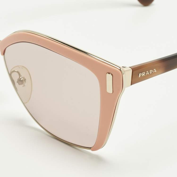 Pre Owned Prada Peach/Tortoise Brown Gradient SPR 56T Butterfly Sunglasses