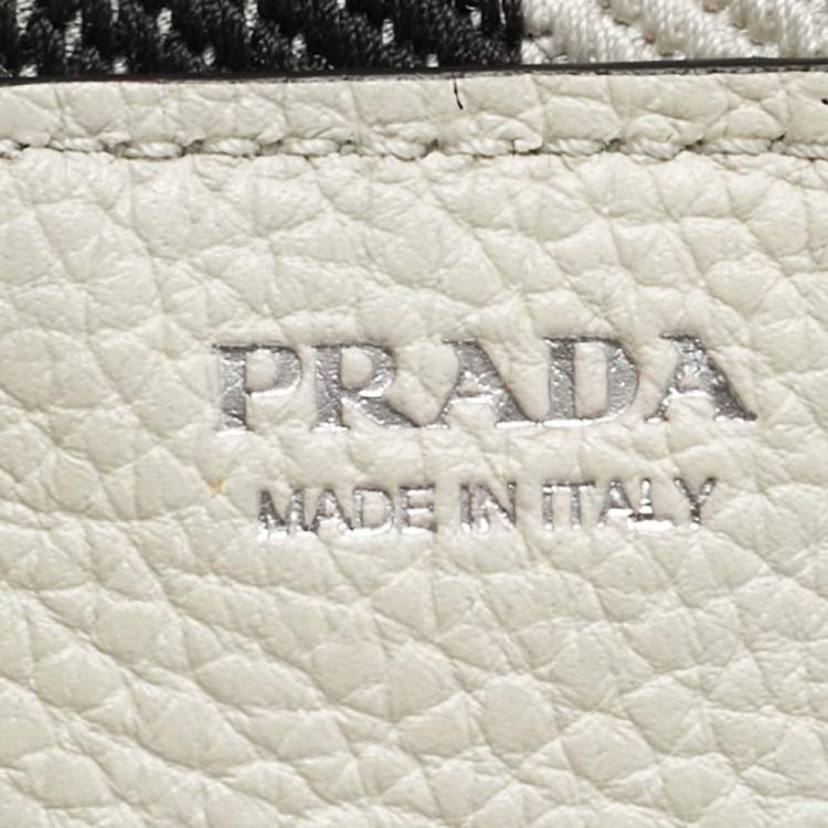 مملوكة مسبقًا Prada Stripe Bag Shoulder Strap Black/White Canvas and Leather